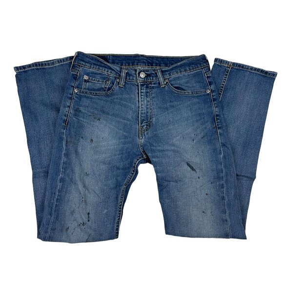 Levi's 513 Blue Jeans Size 31x32 Slim Straight Leg Mid-Rise Stretch Denim Men's - Picture 1 of 16